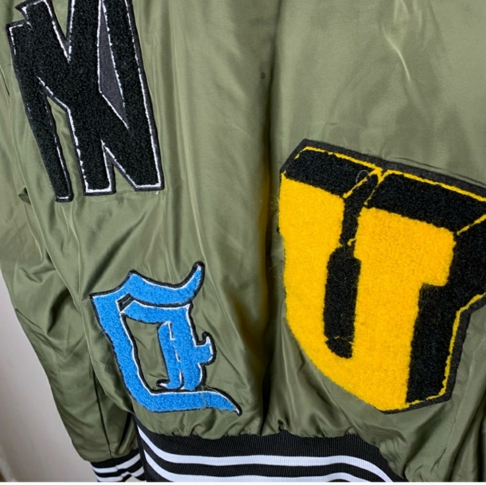 Azalea Wang Green Chenille Patch Bomber Jacket - Picture 3 of 6